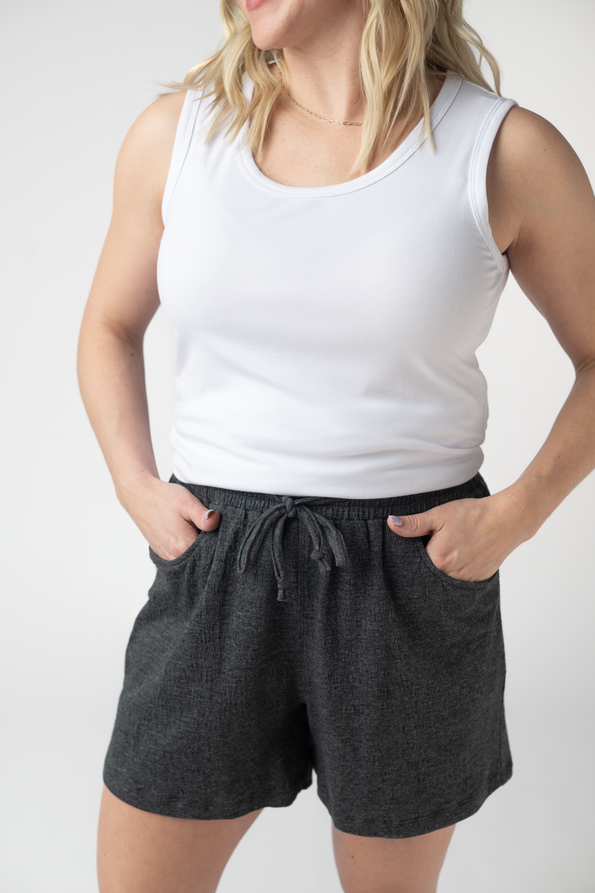 Candice Crinkle Shorts - Charcoal-shorts-Villari Chic, women's online fashion boutique in Severna, Maryland