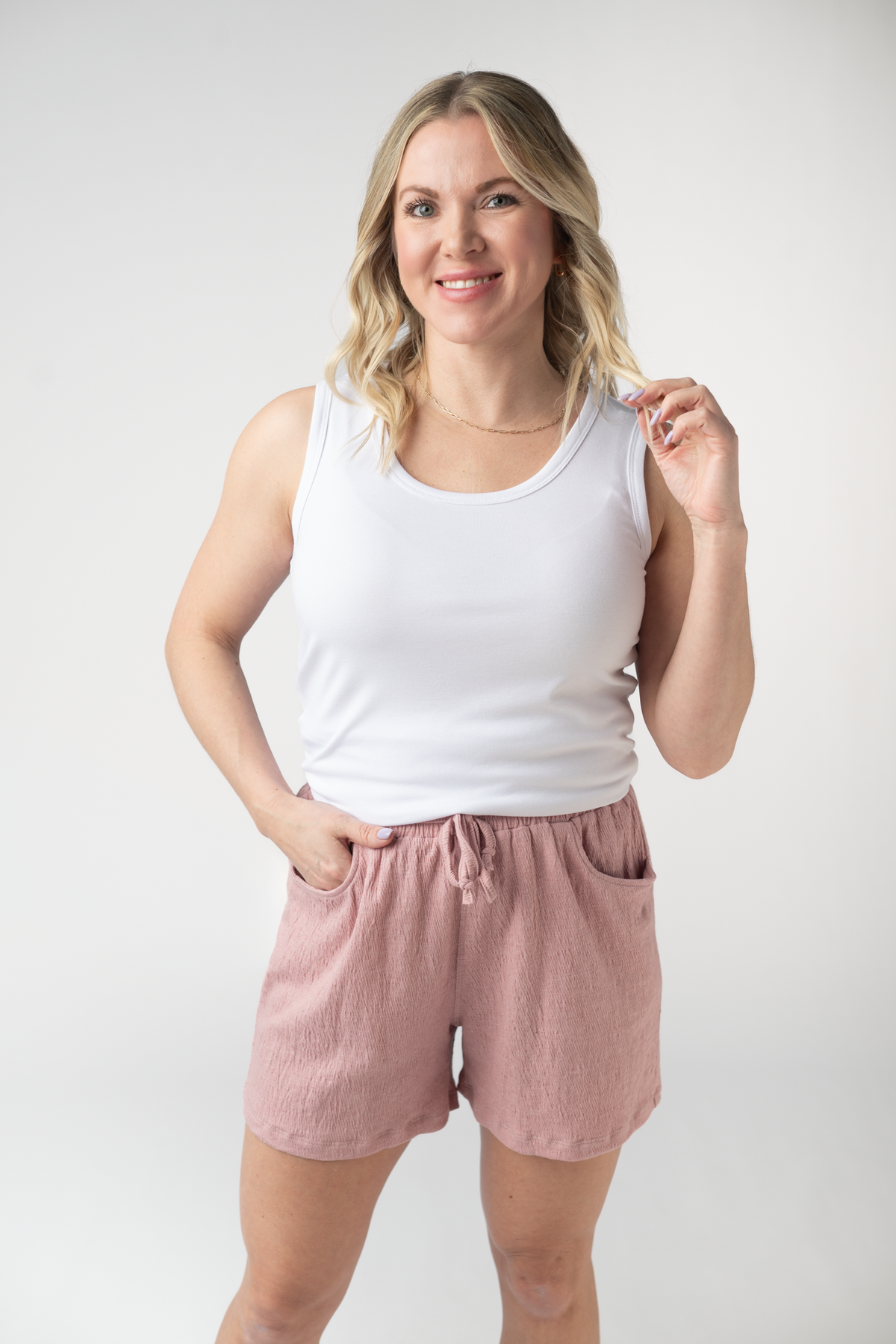 Candice Crinkle Shorts - Dusty Rose-shorts-Villari Chic, women's online fashion boutique in Severna, Maryland