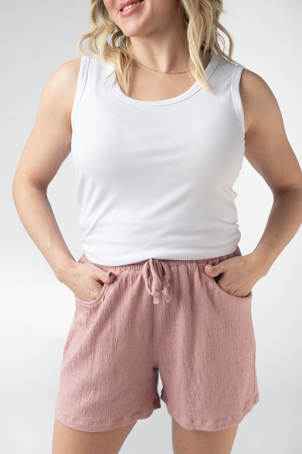 Candice Crinkle Shorts - Dusty Rose-shorts-Villari Chic, women's online fashion boutique in Severna, Maryland