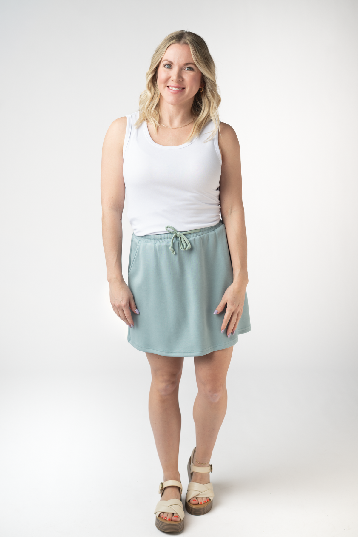 Serena Luxe Skort - Ocean Blue-skirts-Villari Chic, women's online fashion boutique in Severna, Maryland
