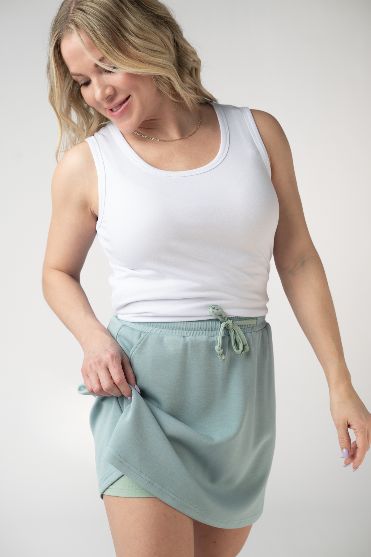 Serena Luxe Skort - Ocean Blue-skirts-Villari Chic, women's online fashion boutique in Severna, Maryland