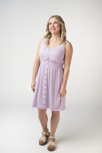 Beverly Button Dress - Lavender-dress-Villari Chic, women's online fashion boutique in Severna, Maryland