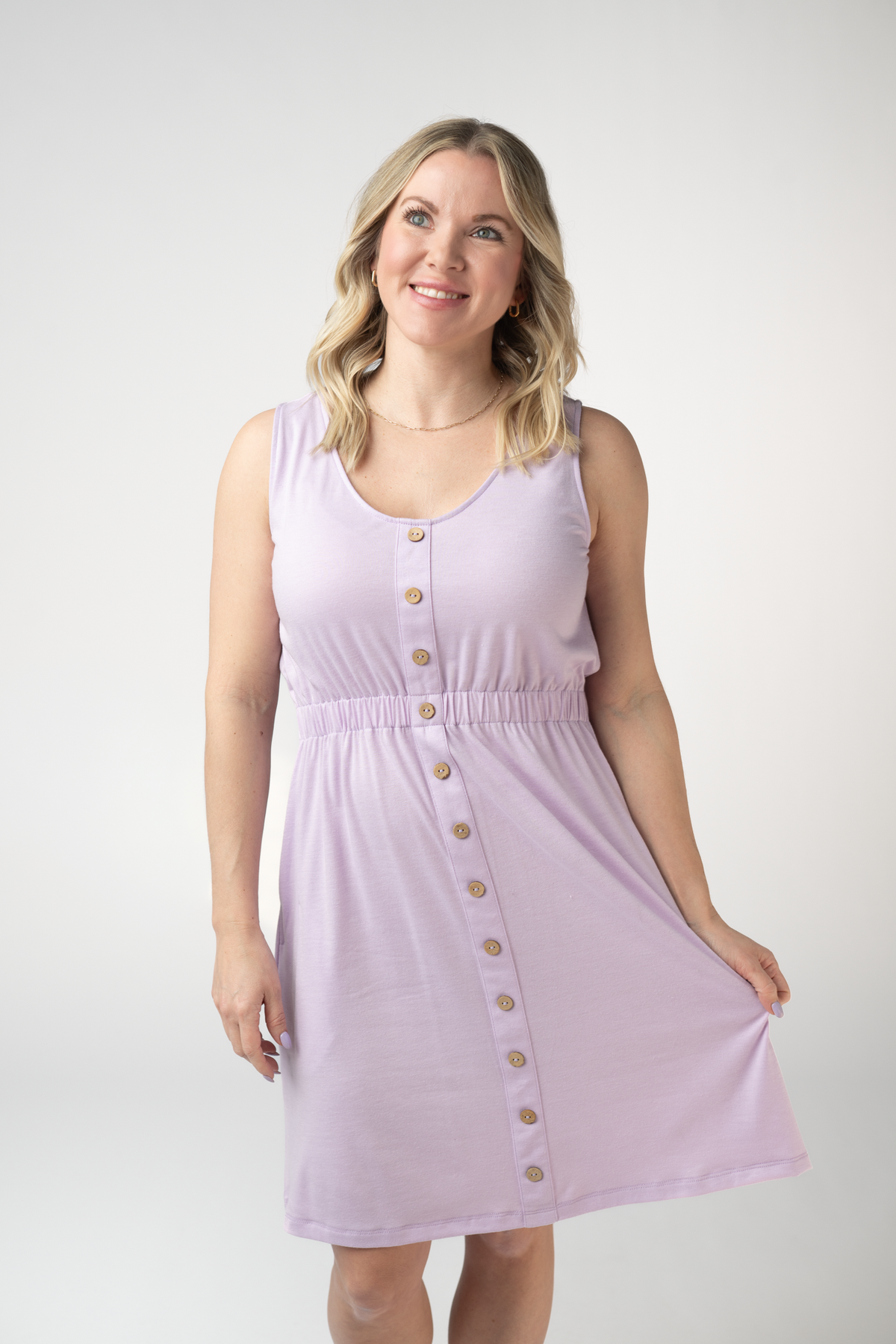 Beverly Button Dress - Lavender-dress-Villari Chic, women's online fashion boutique in Severna, Maryland