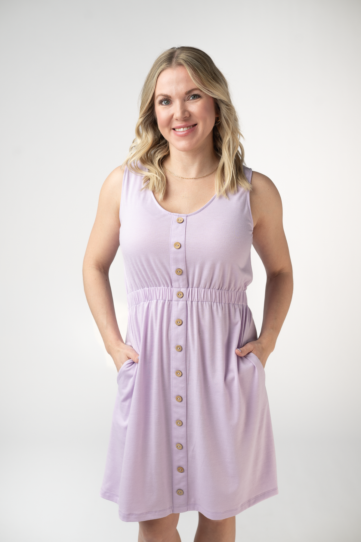 Beverly Button Dress - Lavender-dress-Villari Chic, women's online fashion boutique in Severna, Maryland