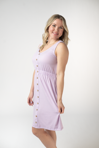 Beverly Button Dress - Lavender-dress-Villari Chic, women's online fashion boutique in Severna, Maryland