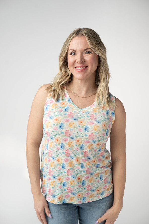 Noelle Tank - Petal Gardens-tank-Villari Chic, women's online fashion boutique in Severna, Maryland