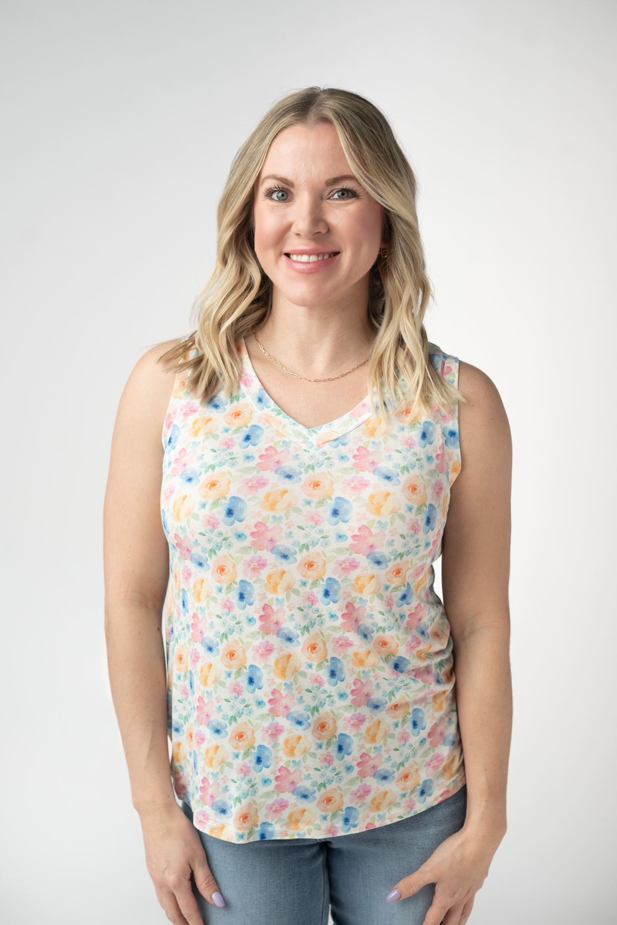 Noelle Tank - Petal Gardens-tank-Villari Chic, women's online fashion boutique in Severna, Maryland