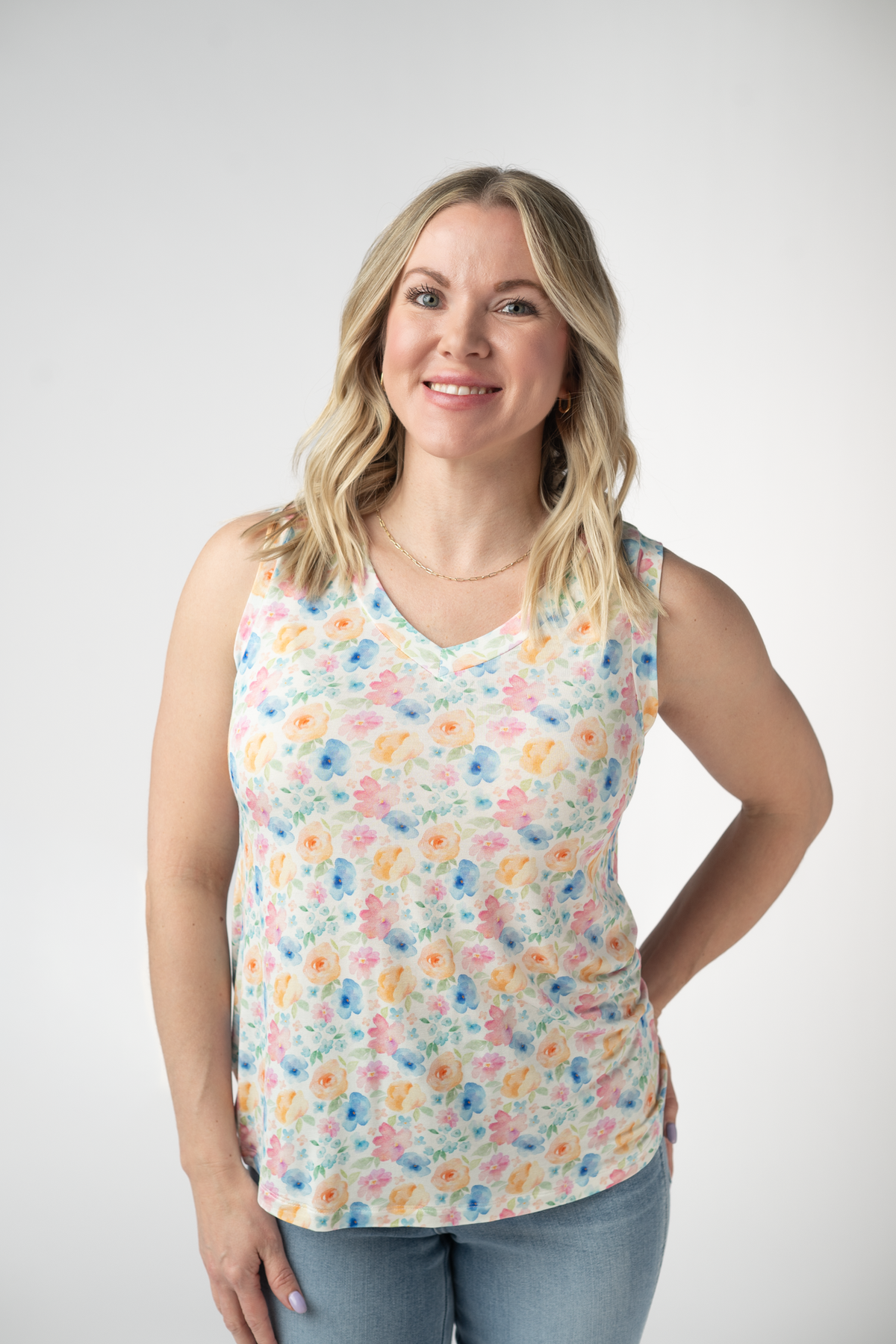Noelle Tank - Petal Gardens-tank-Villari Chic, women's online fashion boutique in Severna, Maryland