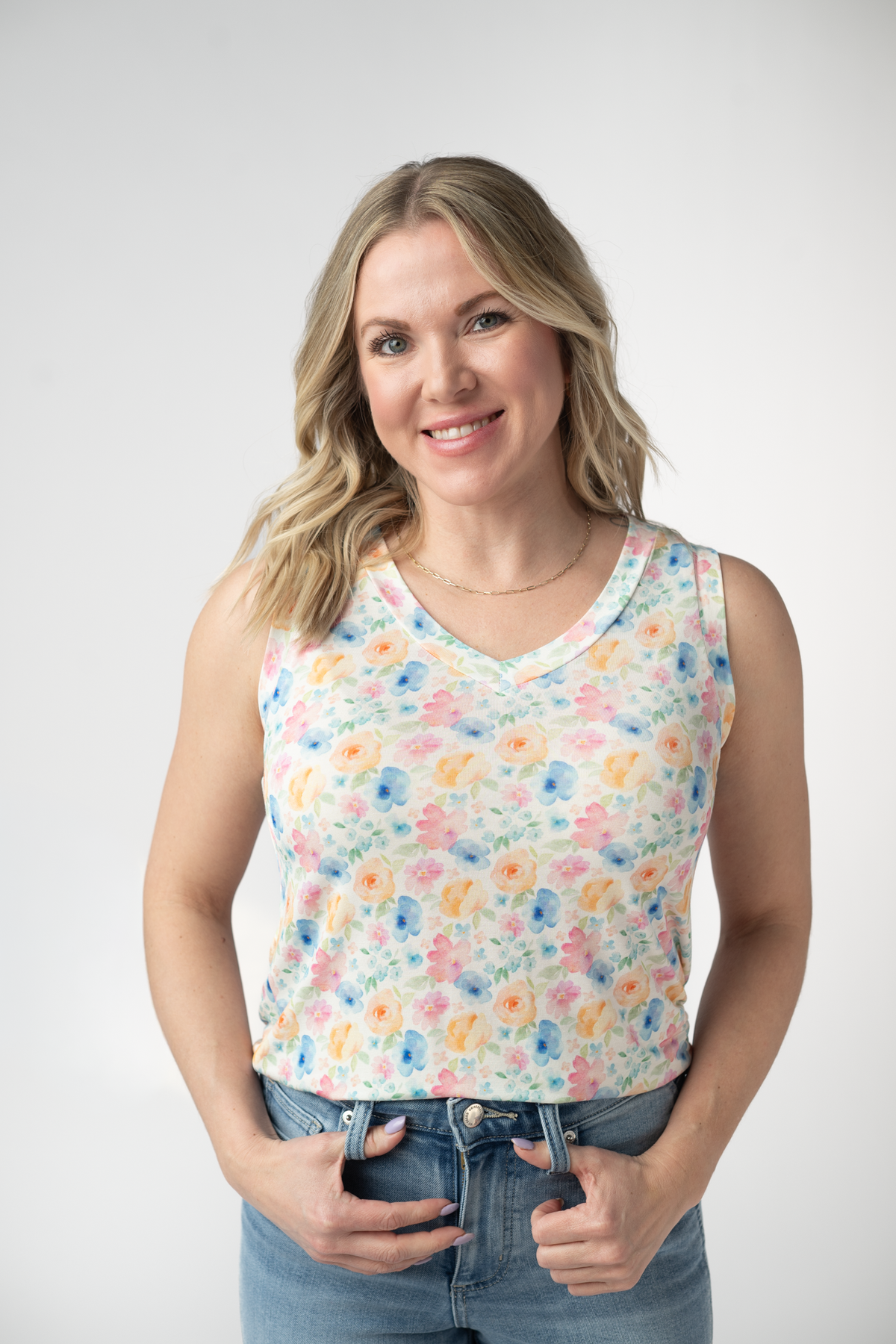 Noelle Tank - Petal Gardens-tank-Villari Chic, women's online fashion boutique in Severna, Maryland