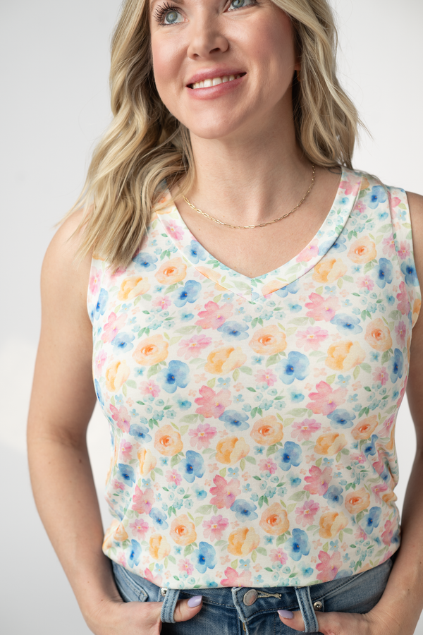 Noelle Tank - Petal Gardens-tank-Villari Chic, women's online fashion boutique in Severna, Maryland