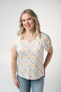 Raelynn V-Neck Top - Petal Gardens-Tops-Villari Chic, women's online fashion boutique in Severna, Maryland