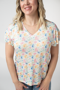 Raelynn V-Neck Top - Petal Gardens-Tops-Villari Chic, women's online fashion boutique in Severna, Maryland