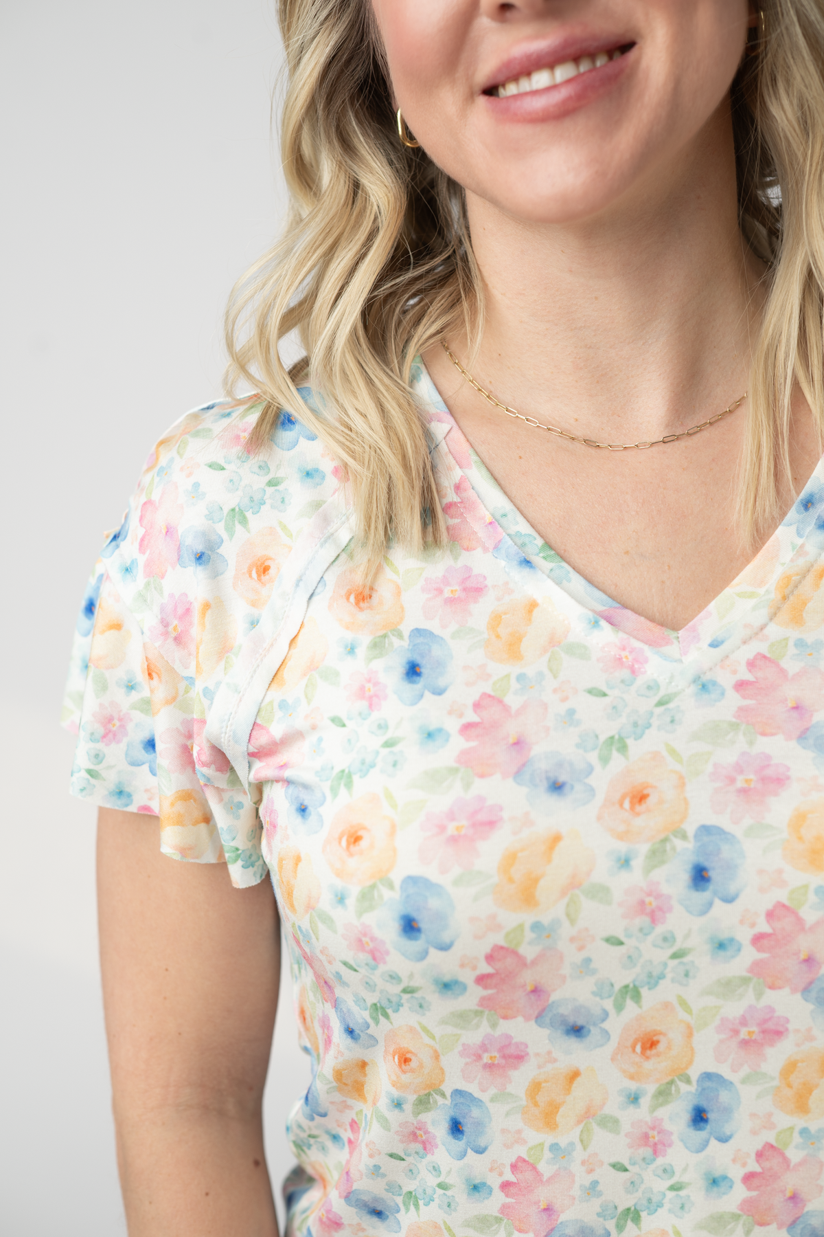 Raelynn V-Neck Top - Petal Gardens-Tops-Villari Chic, women's online fashion boutique in Severna, Maryland