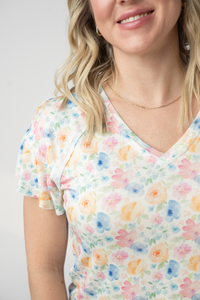 Raelynn V-Neck Top - Petal Gardens-Tops-Villari Chic, women's online fashion boutique in Severna, Maryland