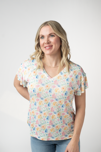 Raelynn V-Neck Top - Petal Gardens-Tops-Villari Chic, women's online fashion boutique in Severna, Maryland