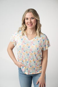 Raelynn V-Neck Top - Petal Gardens-Tops-Villari Chic, women's online fashion boutique in Severna, Maryland