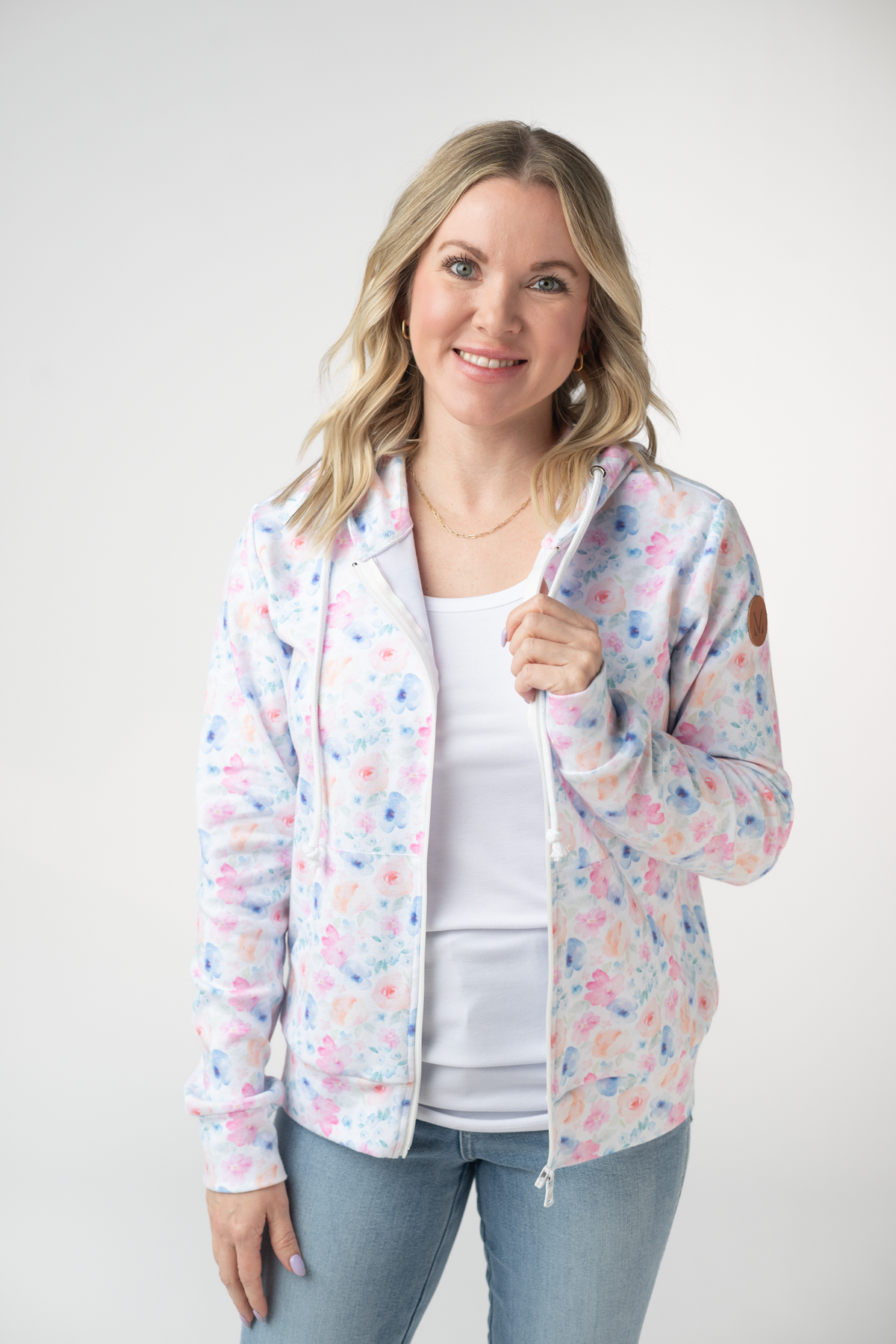 Fullzip Hoodie - Petal Gardens-hoodie-Villari Chic, women's online fashion boutique in Severna, Maryland