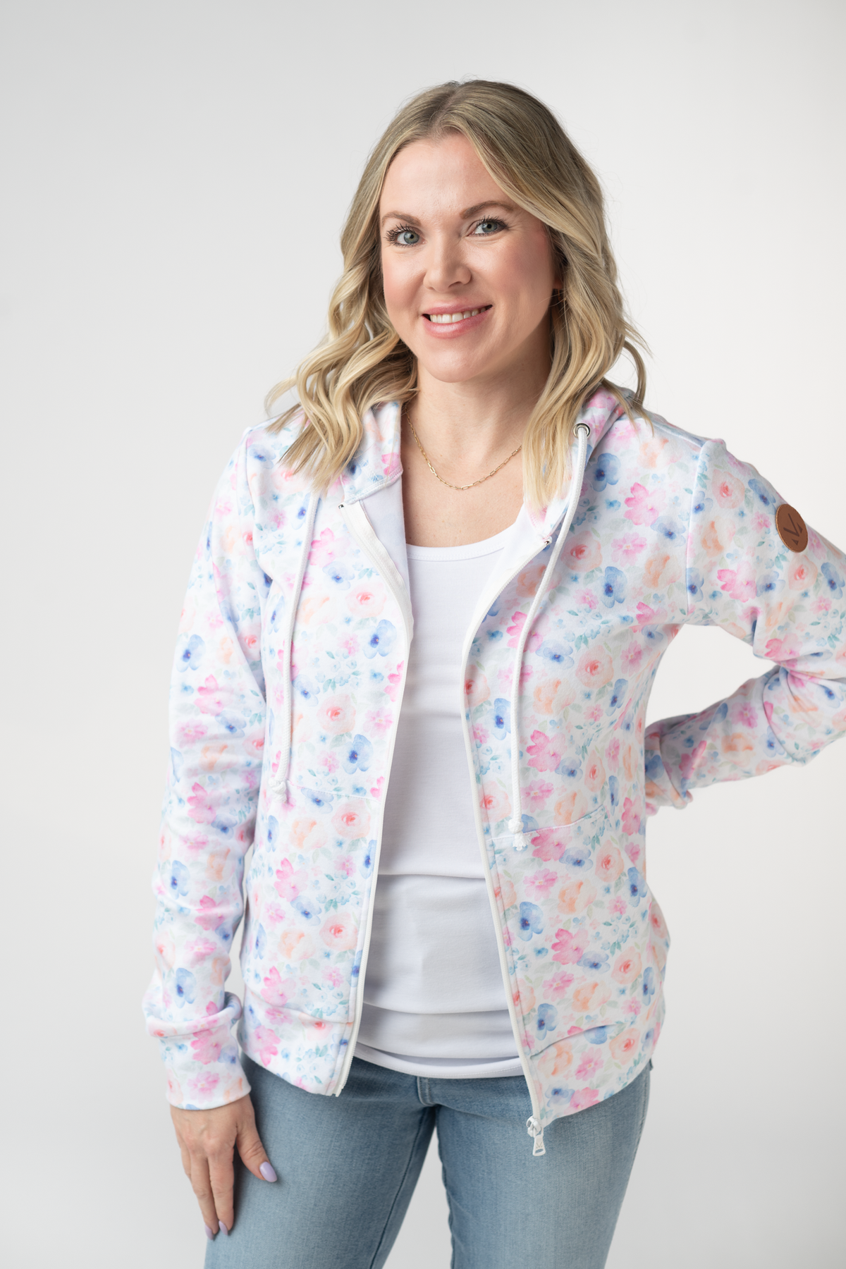 Fullzip Hoodie - Petal Gardens-hoodie-Villari Chic, women's online fashion boutique in Severna, Maryland