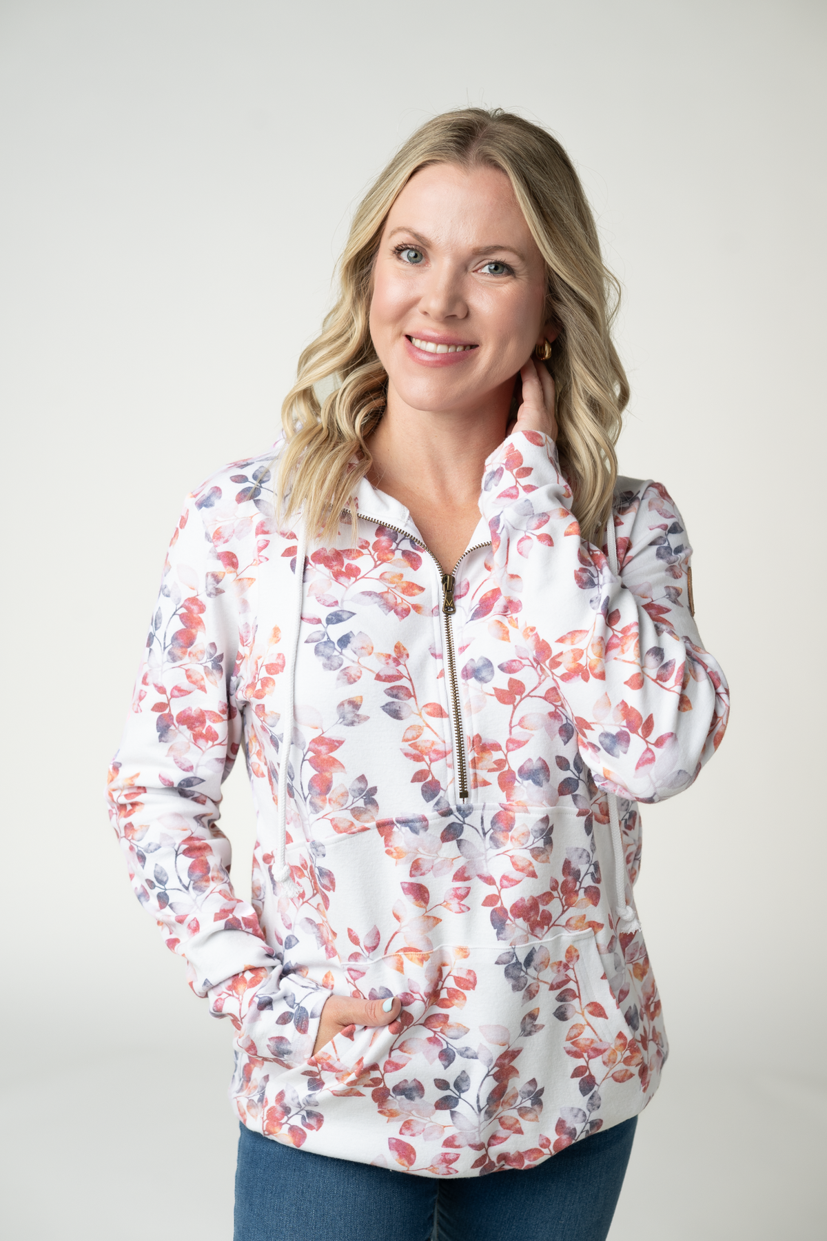 HalfZip Hoodie - Autumn Watercolor-Hoodie-Villari Chic, women's online fashion boutique in Severna, Maryland