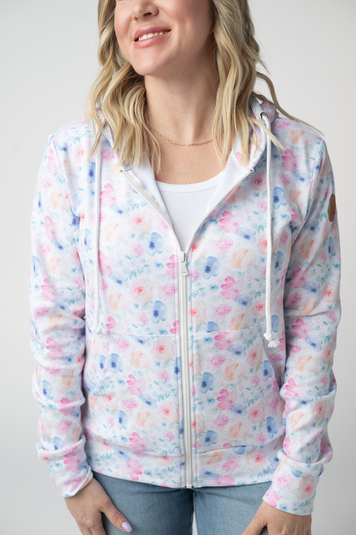 Fullzip Hoodie - Petal Gardens-hoodie-Villari Chic, women's online fashion boutique in Severna, Maryland
