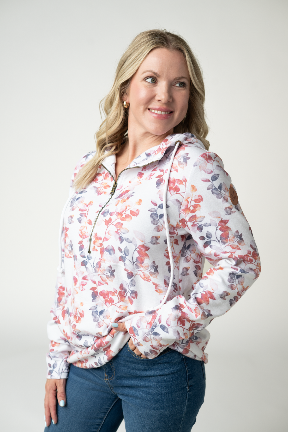 HalfZip Hoodie - Autumn Watercolor-Hoodie-Villari Chic, women's online fashion boutique in Severna, Maryland