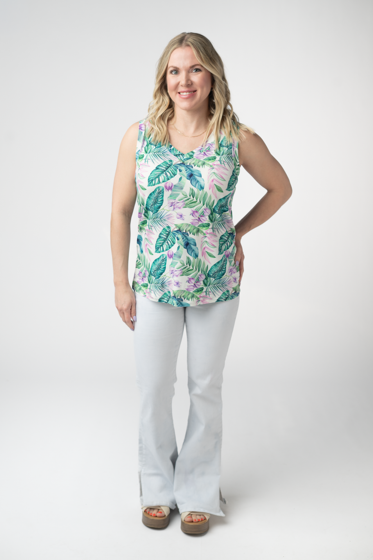 Noelle Tank - Tropical Leaf-tank-Villari Chic, women's online fashion boutique in Severna, Maryland