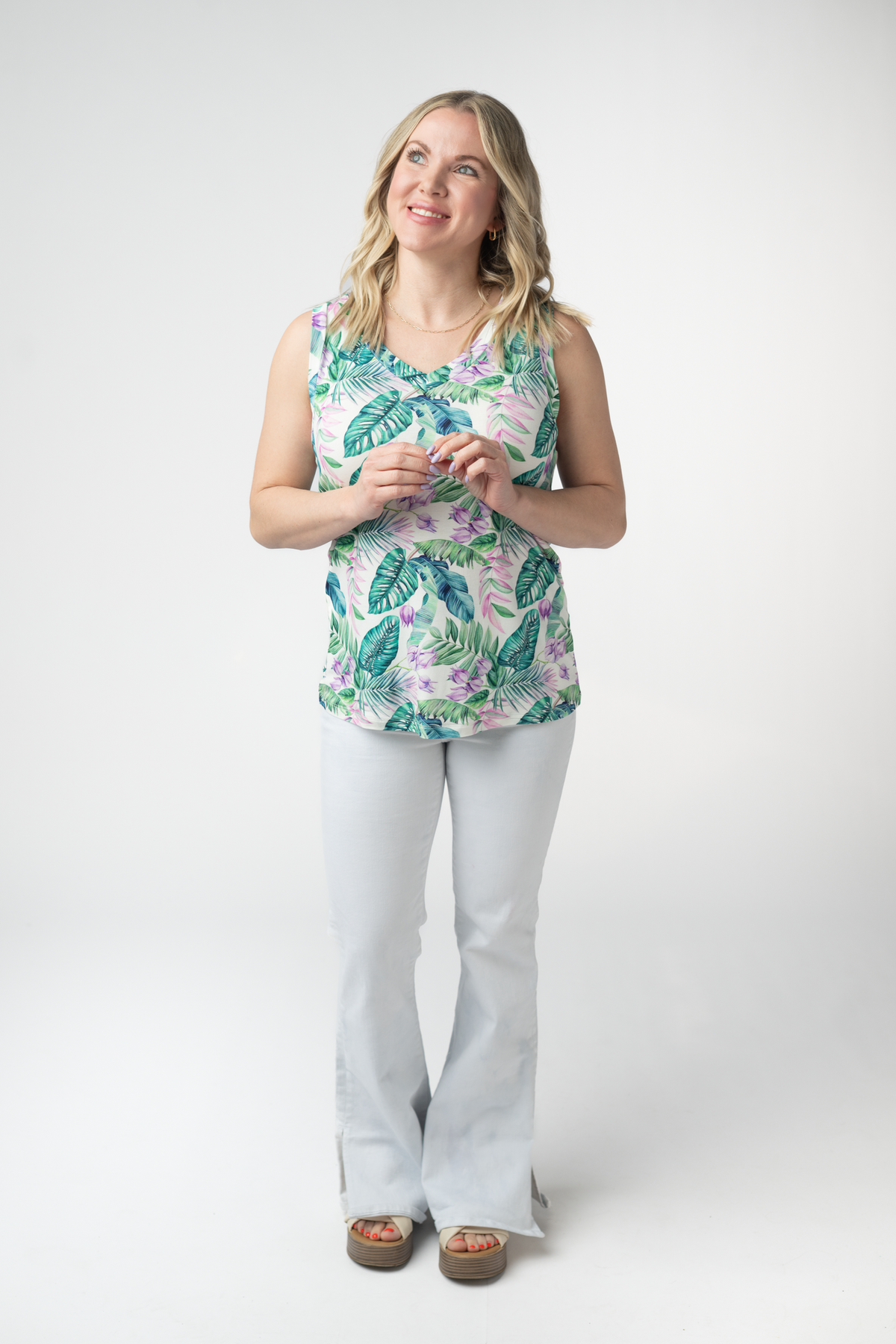 Noelle Tank - Tropical Leaf-tank-Villari Chic, women's online fashion boutique in Severna, Maryland