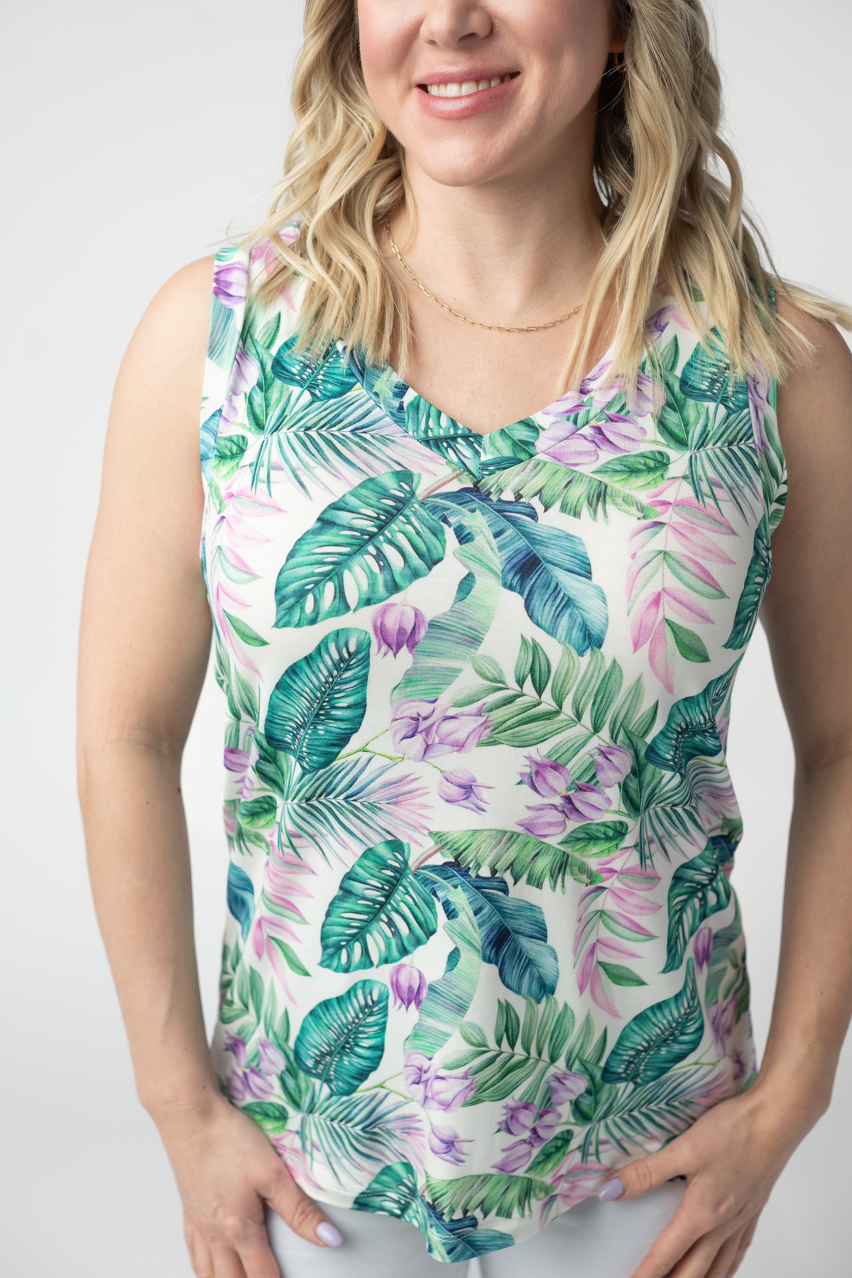 Noelle Tank - Tropical Leaf-tank-Villari Chic, women's online fashion boutique in Severna, Maryland