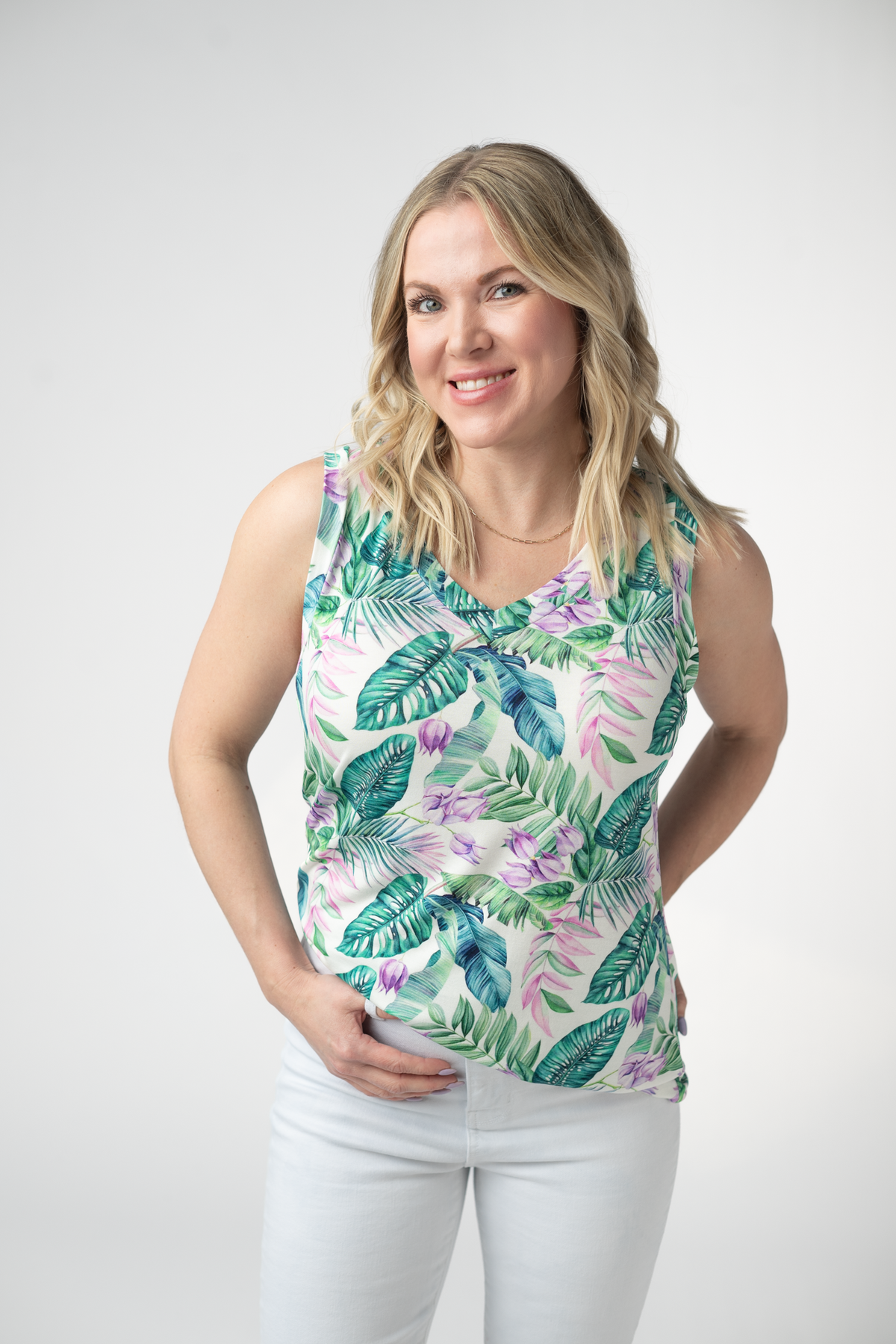 Noelle Tank - Tropical Leaf-tank-Villari Chic, women's online fashion boutique in Severna, Maryland