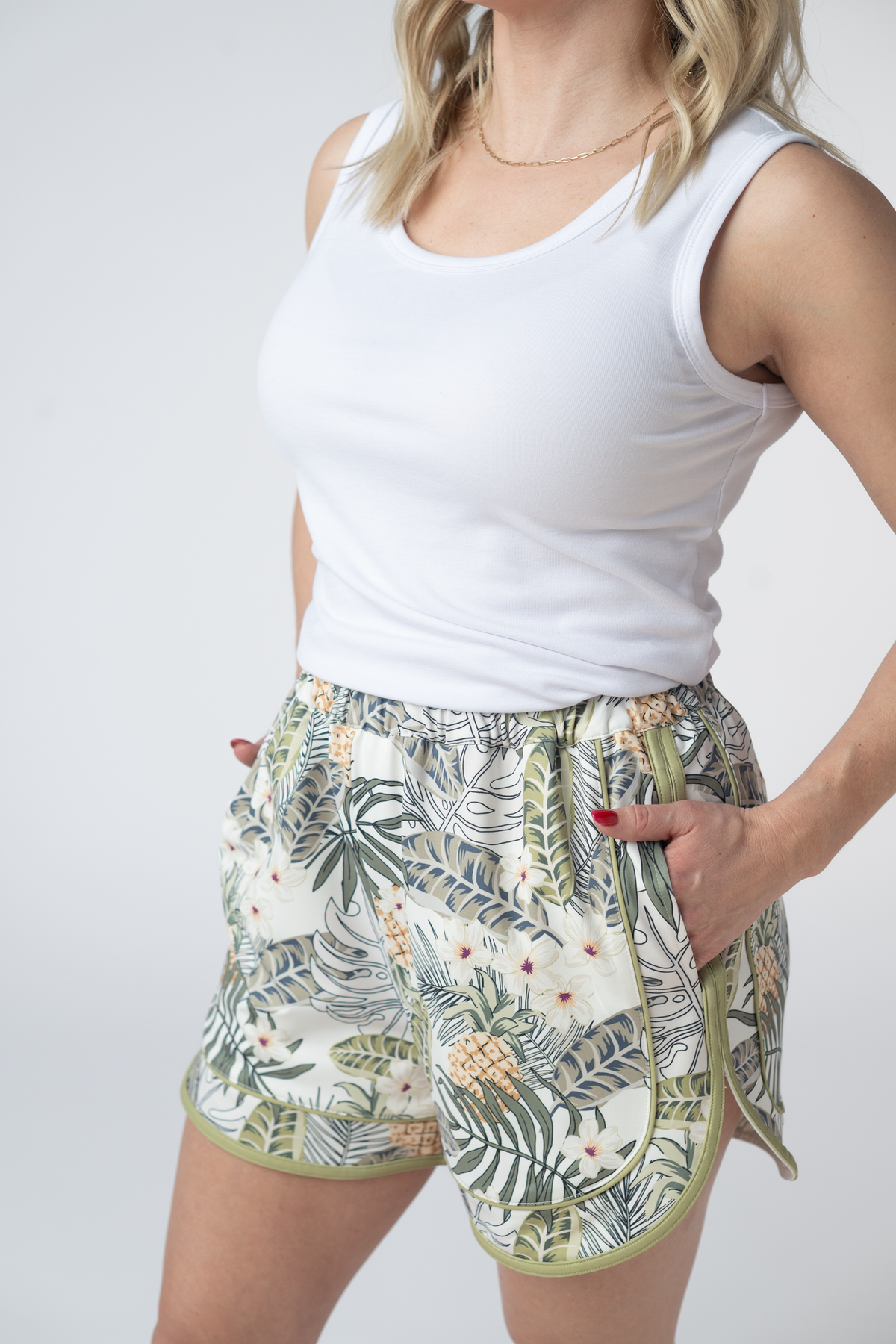 Dolphin Shorts - Pineapple Leaf-shorts-Villari Chic, women's online fashion boutique in Severna, Maryland