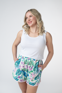 Dolphin Shorts - Tropical Leaf-shorts-Villari Chic, women's online fashion boutique in Severna, Maryland