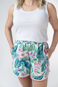 Dolphin Shorts - Tropical Leaf-shorts-Villari Chic, women's online fashion boutique in Severna, Maryland