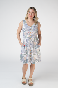 Beverly Button Dress - Pineapple Leaf-dress-Villari Chic, women's online fashion boutique in Severna, Maryland
