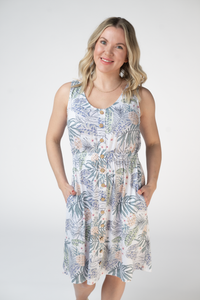 Beverly Button Dress - Pineapple Leaf-dress-Villari Chic, women's online fashion boutique in Severna, Maryland