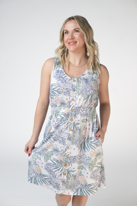 Beverly Button Dress - Pineapple Leaf-dress-Villari Chic, women's online fashion boutique in Severna, Maryland