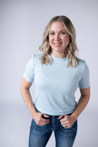 Blair Short Sleeve Top - Sky Blue-Tops-Villari Chic, women's online fashion boutique in Severna, Maryland
