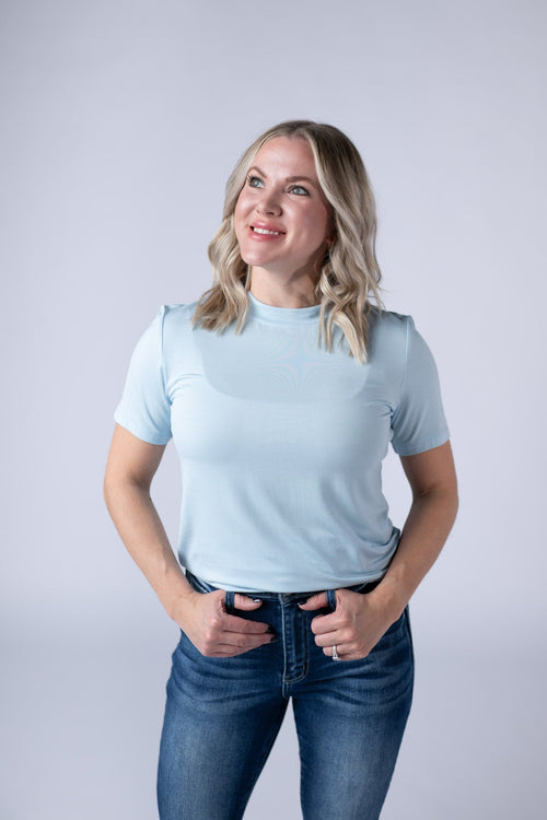 Blair Short Sleeve Top - Sky Blue-Tops-Villari Chic, women's online fashion boutique in Severna, Maryland