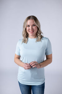 Blair Short Sleeve Top - Sky Blue-Tops-Villari Chic, women's online fashion boutique in Severna, Maryland
