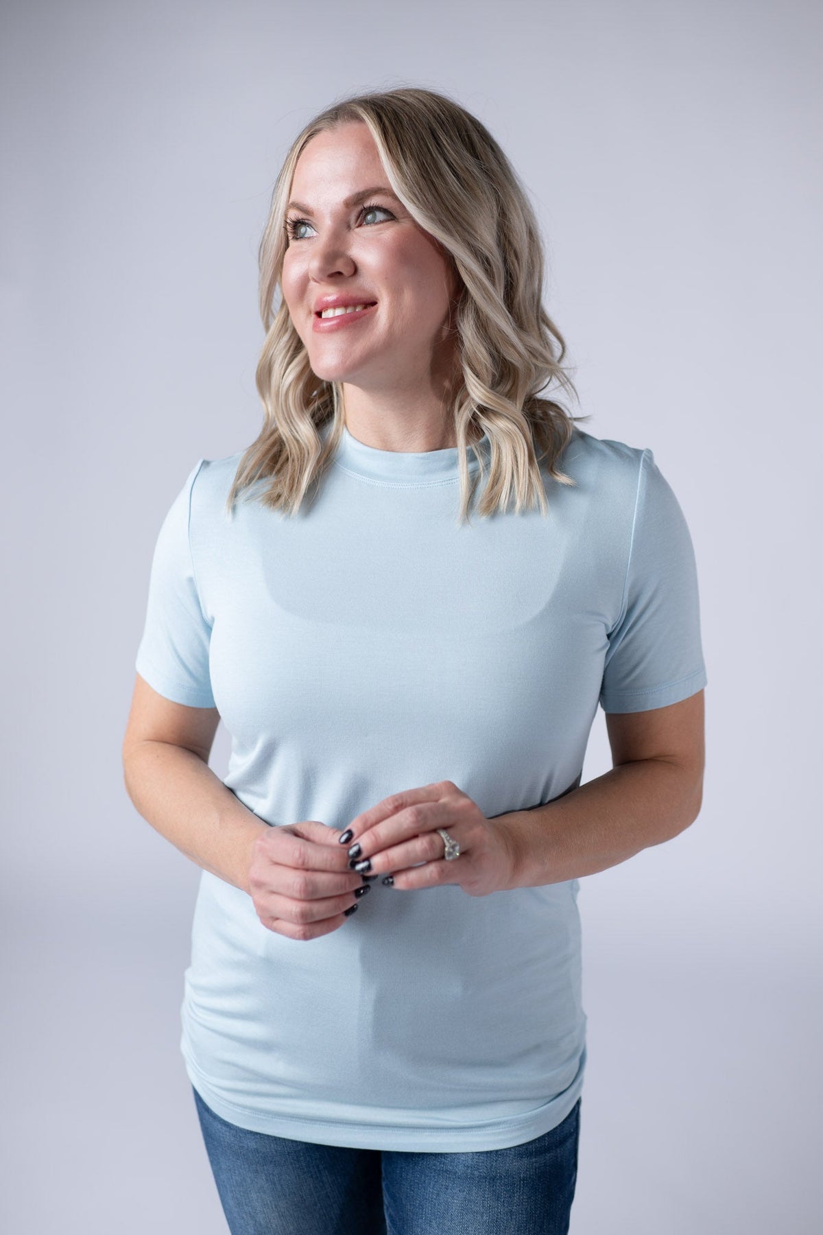 Blair Short Sleeve Top - Sky Blue-Tops-Villari Chic, women's online fashion boutique in Severna, Maryland