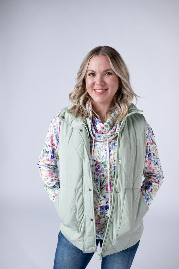 Remy Zip Up Vest - Sage-Vest-Villari Chic, women's online fashion boutique in Severna, Maryland