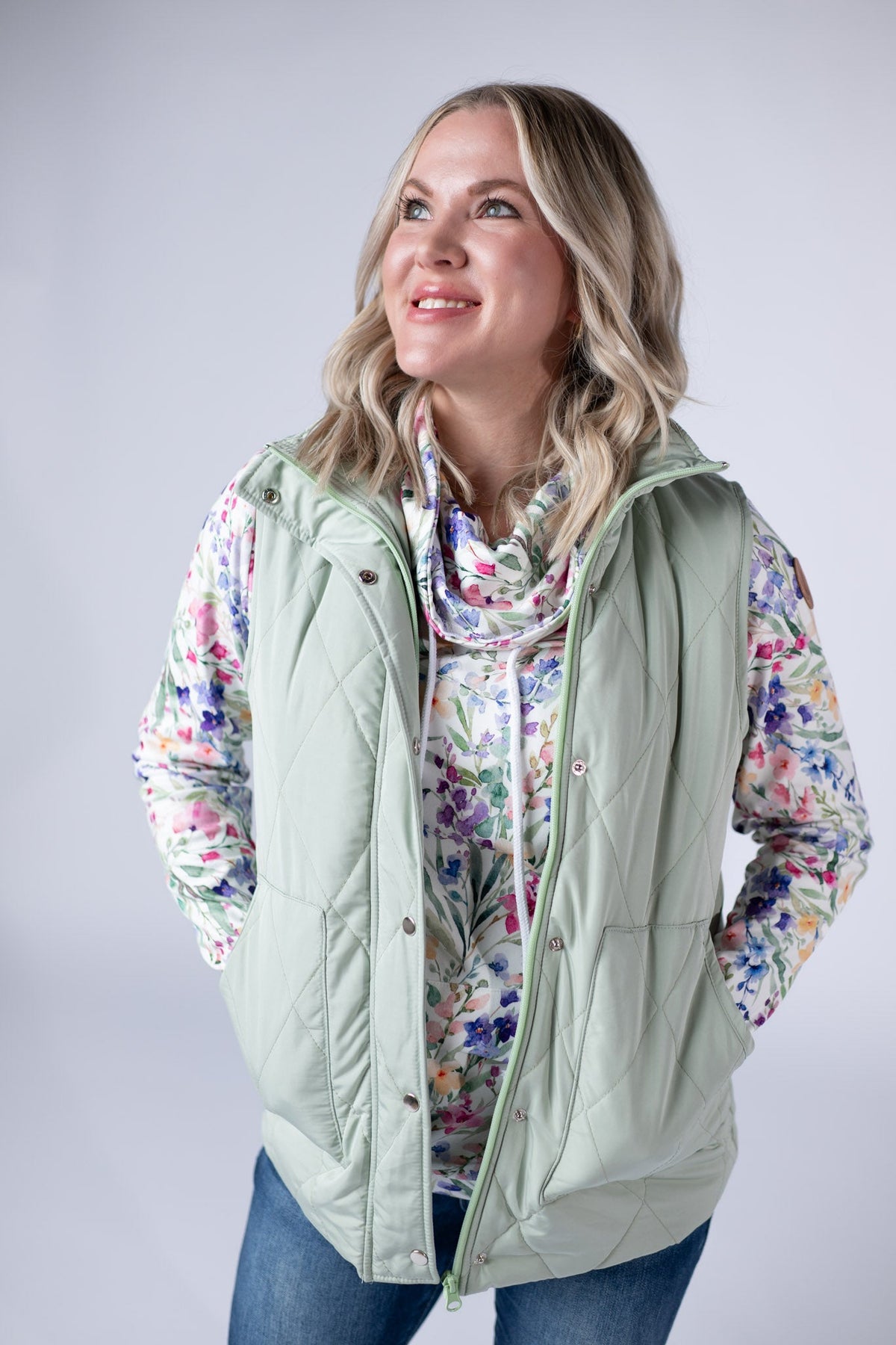 Remy Zip Up Vest - Sage-Vest-Villari Chic, women's online fashion boutique in Severna, Maryland