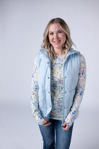 Remy Zip Up Vest - Sky Blue-Vest-Villari Chic, women's online fashion boutique in Severna, Maryland