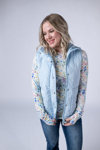 Remy Zip Up Vest - Sky Blue-Vest-Villari Chic, women's online fashion boutique in Severna, Maryland
