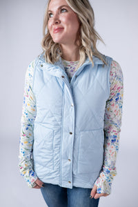 Remy Zip Up Vest - Sky Blue-Vest-Villari Chic, women's online fashion boutique in Severna, Maryland