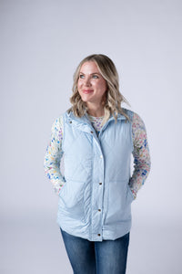 Remy Zip Up Vest - Sky Blue-Vest-Villari Chic, women's online fashion boutique in Severna, Maryland