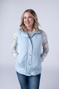 Remy Zip Up Vest - Sky Blue-Vest-Villari Chic, women's online fashion boutique in Severna, Maryland