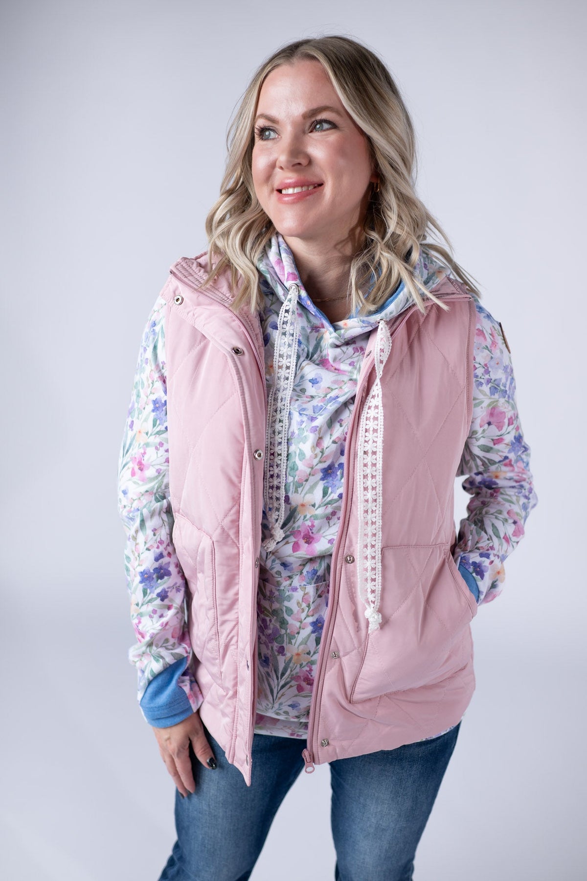 Remy Zip Up Vest - Blush-Vest-Villari Chic, women's online fashion boutique in Severna, Maryland