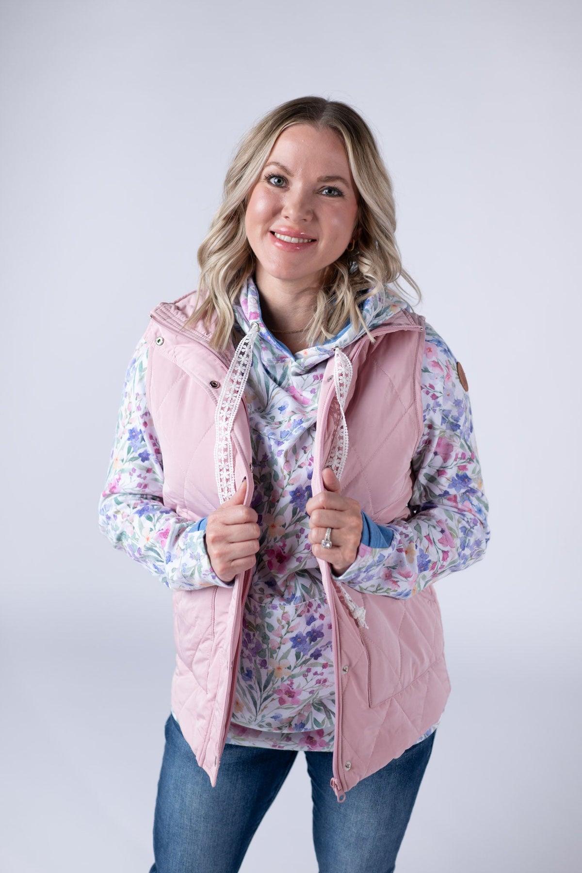 Remy Zip Up Vest - Blush-Vest-Villari Chic, women's online fashion boutique in Severna, Maryland