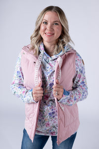 Remy Zip Up Vest - Blush-Vest-Villari Chic, women's online fashion boutique in Severna, Maryland