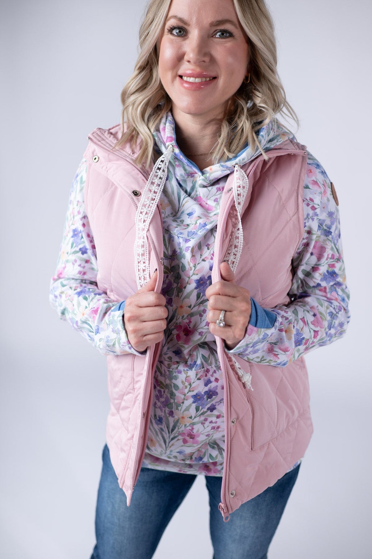 Remy Zip Up Vest - Blush-Vest-Villari Chic, women's online fashion boutique in Severna, Maryland